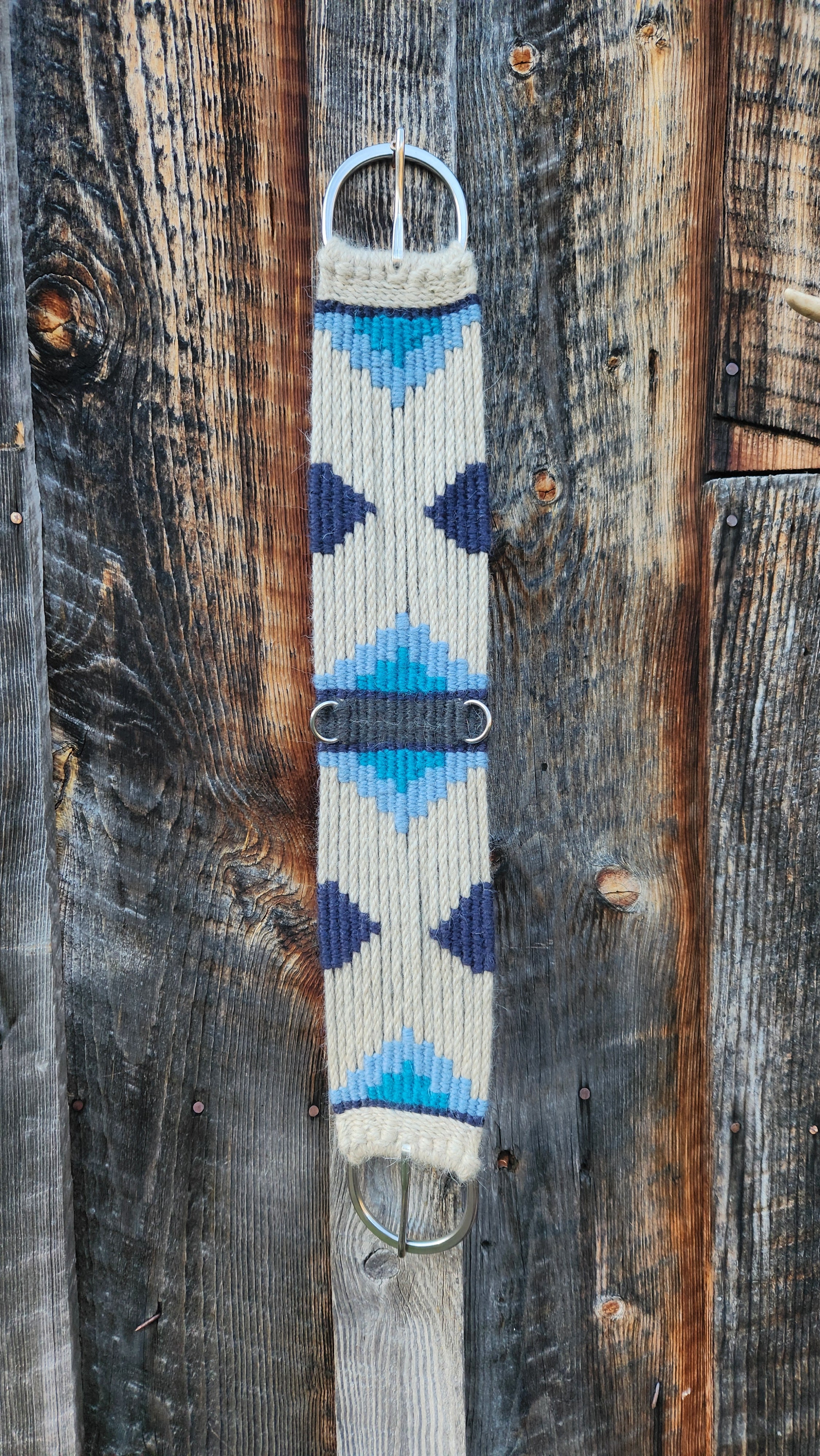 Straight Cinch - Natural & Blues - MADE TO ORDER