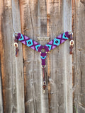 Breast Collar - Purples & Turquoise -MADE TO ORDER
